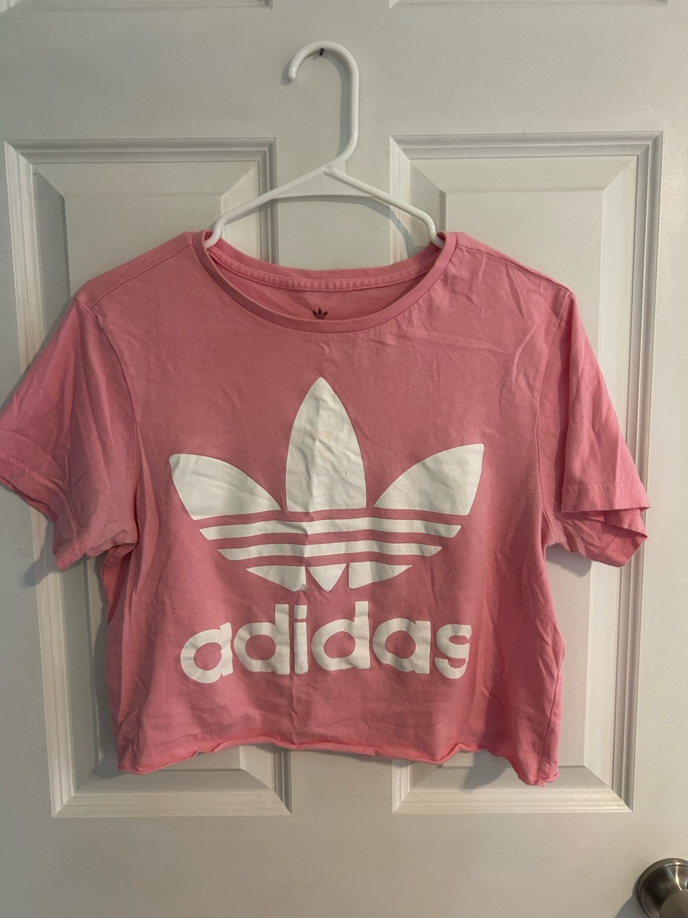 adidas Pink Trefoil Tee with White Logo